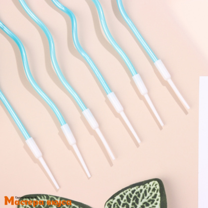 Свечи высокие Волна голубые, (набор 6 шт), h-15см