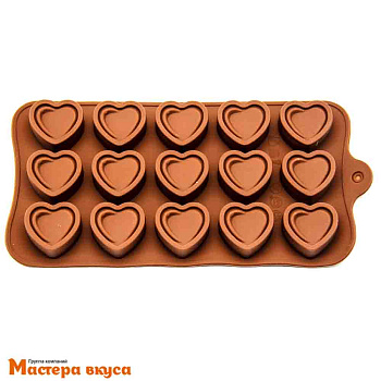 Форма для шоколада силиконовая  СЛАДКОЕ СЕРДЦЕ, (15 ячеек) 20*10*2 см