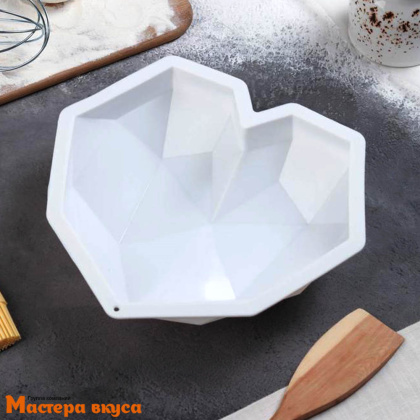 Форма силиконовая, для муссовых десертов СЕРДЦЕ (Геометрия любви), d-19,5см h-5,5см, Konfinetta