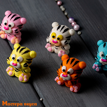 Сахарная фигурка ТИГРЯТА, цвет микс h-3,5см 