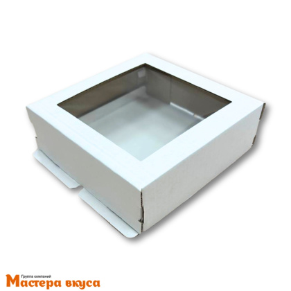 Короб для торта с окном 220*220* 70 мм, белый (2-Д) АП