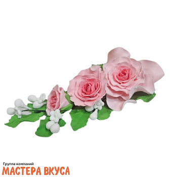 Сахарное украшение ветка РОЗА РОЗОВАЯ, длина ~20см