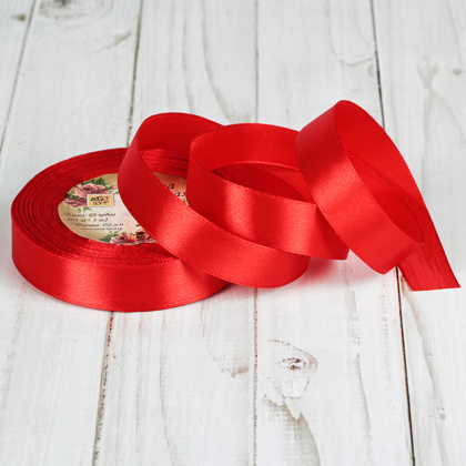 Лента атласная, КРАСНАЯ, 20мм, ~23м