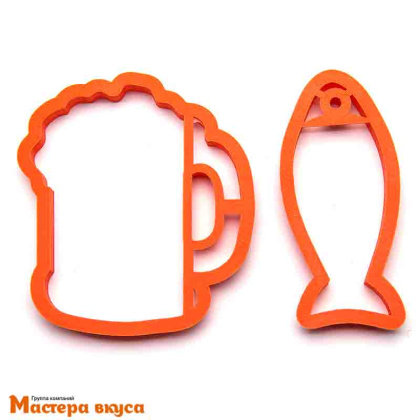 Набор вырубок пластик МУЖСКОЙ ОТДЫХ пиво с рыбкой, (набор 2 шт) ~10*9 см