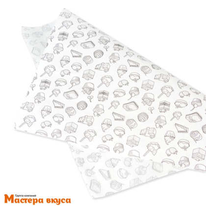 Бумага парафинированная жиростойкая 30*30 см "Сладости" (упак 5 лист)