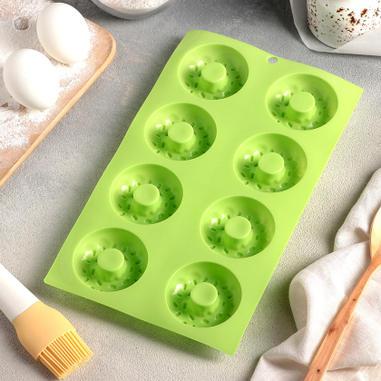 Форма силиконовая ПОНЧИКИ , (8 ячеек) D~6,3см (28,5*17*2 см)