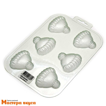Форма для шоколада пластиковая (НГ) ШАПОЧКИ, (6 ячеек) 50*50*14 мм 