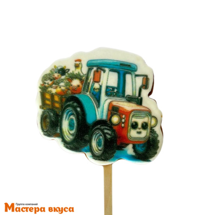 Топпер имбирный пряник "Трактор с животными", ~8,5*7,5 см, 50 гр