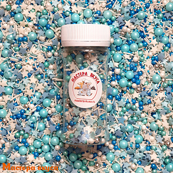 Посыпка  микс  Мастера вкуса ГОЛУБОЙ блестящий, 50гр