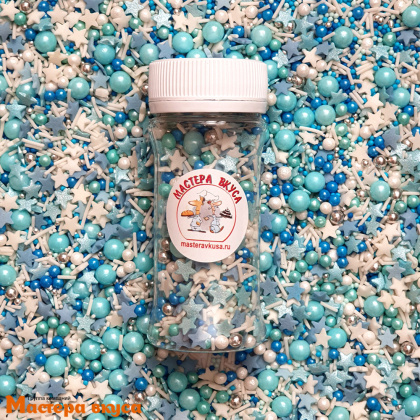 Посыпка  микс  Мастера вкуса ГОЛУБОЙ блестящий, 50гр