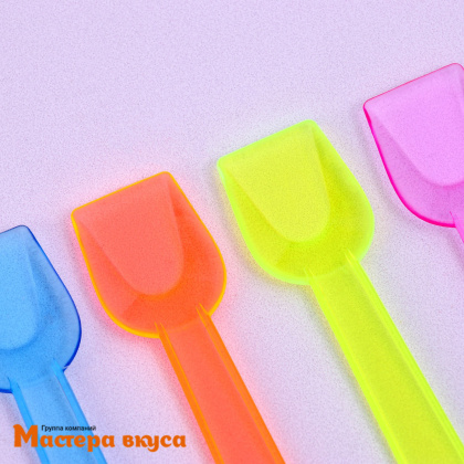 Ложка пластиковая десертная (лопатка),  9 см, цвет микс (упак 12 шт)
