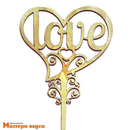 Топпер деревянный LOVE в сердце (мини)