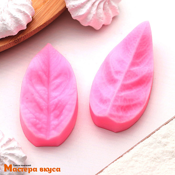 Молд силиконовый, вайнер ЛИСТ РОЗЫ 3D (2 части), ~5*3*2 см