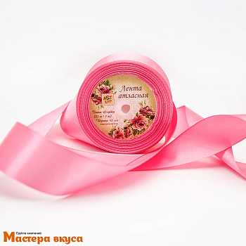 Лента атласная, РОЗОВАЯ, 40мм, ~25м