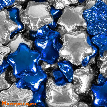 Фольга оберточная для конфет 10*10 см (синяя), упак 20 шт