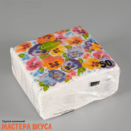 Салфетки бумажные "Гармония цвета. Анютины глазки" 24*24, упак 50 шт