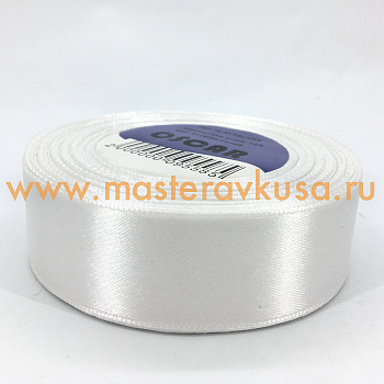 Лента атласная, БЕЛАЯ, 20мм, ~23м