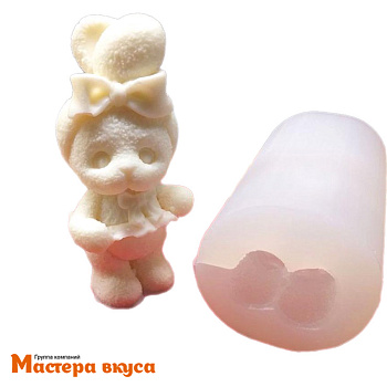 Молд силиконовый  3D ЗАЙЧИК С БАНТИКОМ, изд 5,3*4,6см h10,5 см (шоколад~97гр)