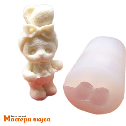 Молд силиконовый  3D ЗАЙЧИК С БАНТИКОМ, изд 5,3*4,6см h10,5 см (шоколад~97гр)