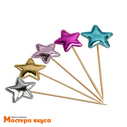 Набор топперов ЗВЕЗДЫ микс, пластик (набор 5 шт) ~11,5 см