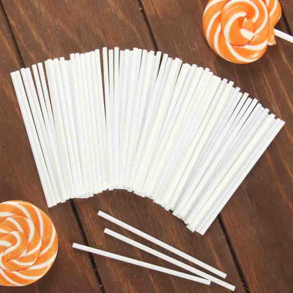 Палочки для кейкпопсов и леденцов (пластиковые), 10 см, белые  (упак 80 шт)
