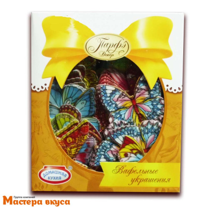 Вафельные БАБОЧКИ цветные с рисунком (упак 180 шт микс)