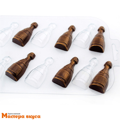 Форма для шоколада пластиковая МИНИ ШАМПАНСКОЕ, (6 ячеек) 50*22*13 мм
