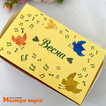 Упаковка для зефира и печенья с окном 250*150*70 мм  (Птичка)