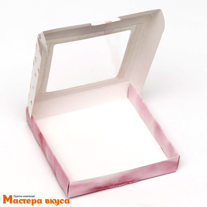 Упаковка для пряников и печенья с окном 16*16*3 см (Краски любви)