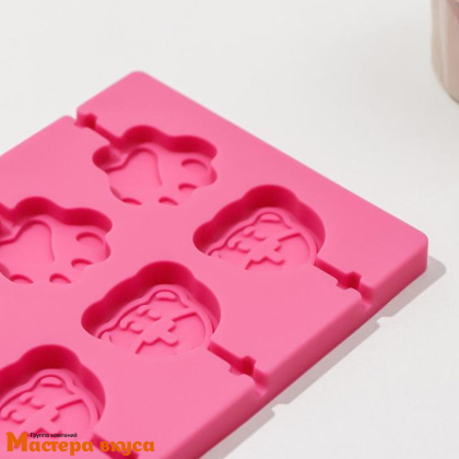 Форма для леденцов силиконовая МИШКА И ЛАПКА, (12 ячеек) 25*10,5*1см