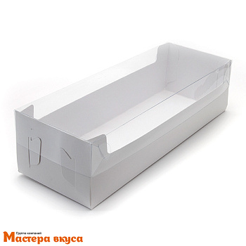 Упаковка для рулета с прозр. крышкой 300*110*80 мм (белая) (2-д)