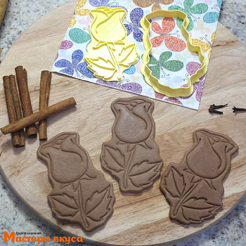 Вырубка пластик + штамп РОЗА, 8 см