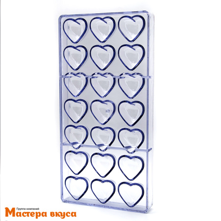 Форма для шоколада  прочный пластик СЕРДЦА, (21 ячейка) 33*16 см