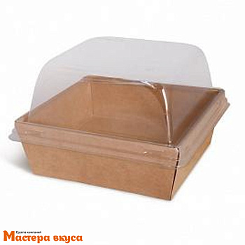 Упаковка SmartPack 550 с купольной крышкой (крафт), 11,2*11,2см h-9,5см (для бенто-торта и моти)