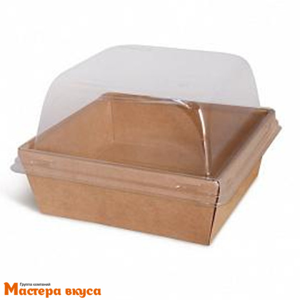 Упаковка SmartPack 550 с купольной крышкой (крафт), 11,2*11,2см h-9,5см (для бенто-торта и моти)