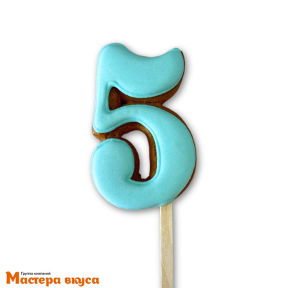 Топпер имбирный пряник-цифра фигурная, голубая - 5