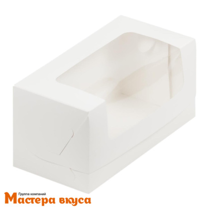Упаковка для кекса и сладостей с увеличенным окном 200*100*100 мм (белая)
