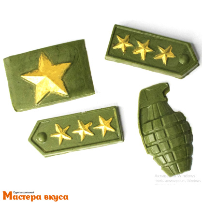 Форма для шоколада пластиковая 23 ФЕВРАЛЯ (погоны, граната, бляха), 270*125 мм