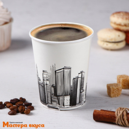 Стакан бумажный "Город" (светлый), 250 мл