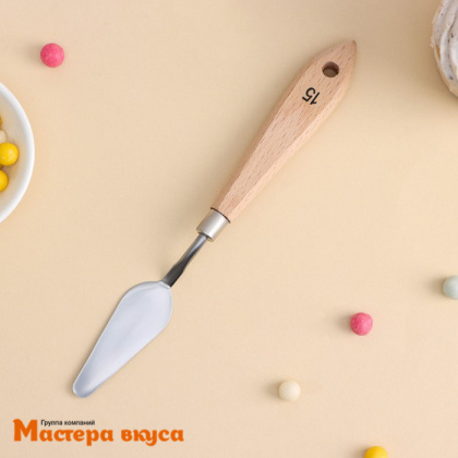 Палета (мастихин) лопатка металлическая 19,5 см, с деревянной ручкой "Деко"