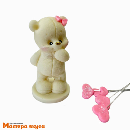 Фигурка из шок. глазури "Мишка со звёздочками, сердечками", h~6,5 см