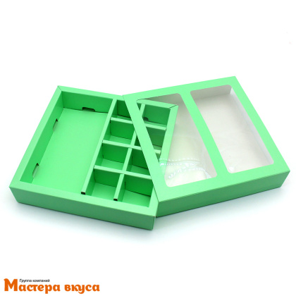 Упаковка для конфет  8 шт и плитки шоколада с обечайкой 177*178,5*38,5мм,  (мятный)