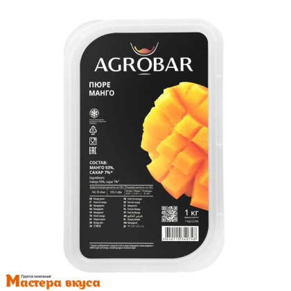 Пюре замороженное МАНГО с сахаром AGROBAR 1 кг