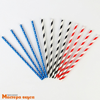 Трубочки бумажные, 20 см (упак 12 шт) разноцветные "Пати"