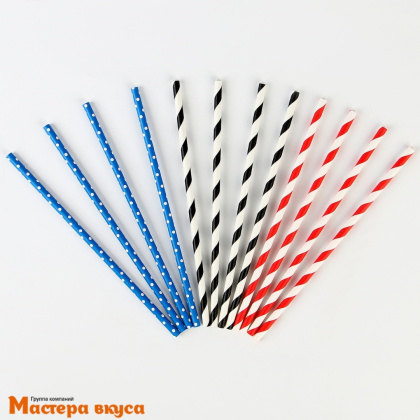Трубочки бумажные, 20 см (упак 12 шт) разноцветные "Пати"