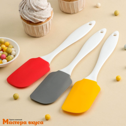 Лопатка силиконовая с пластиковой ручкой, 23 см, "Фобос"