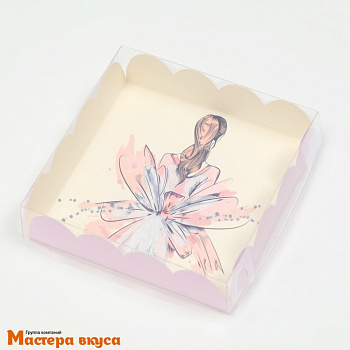 Упаковка для пряников и печенья с прозр. крышкой 120*120*30 мм  (Романтика)