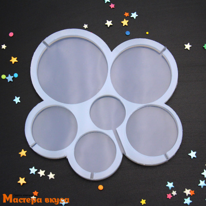 Форма для леденцов силиконовая КРУЖКИ, (6 ячеек), d~3,5-7 см