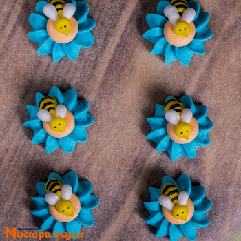 Сахарная фигурка ПЧЁЛКА на цветке, цвет микс d~3см