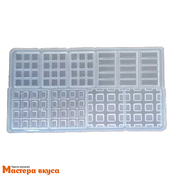 Форма для шоколада силиконовая, плитка МИНИ-ШОКОЛАДКИ, (10 ячеек) 17*10,5 см 